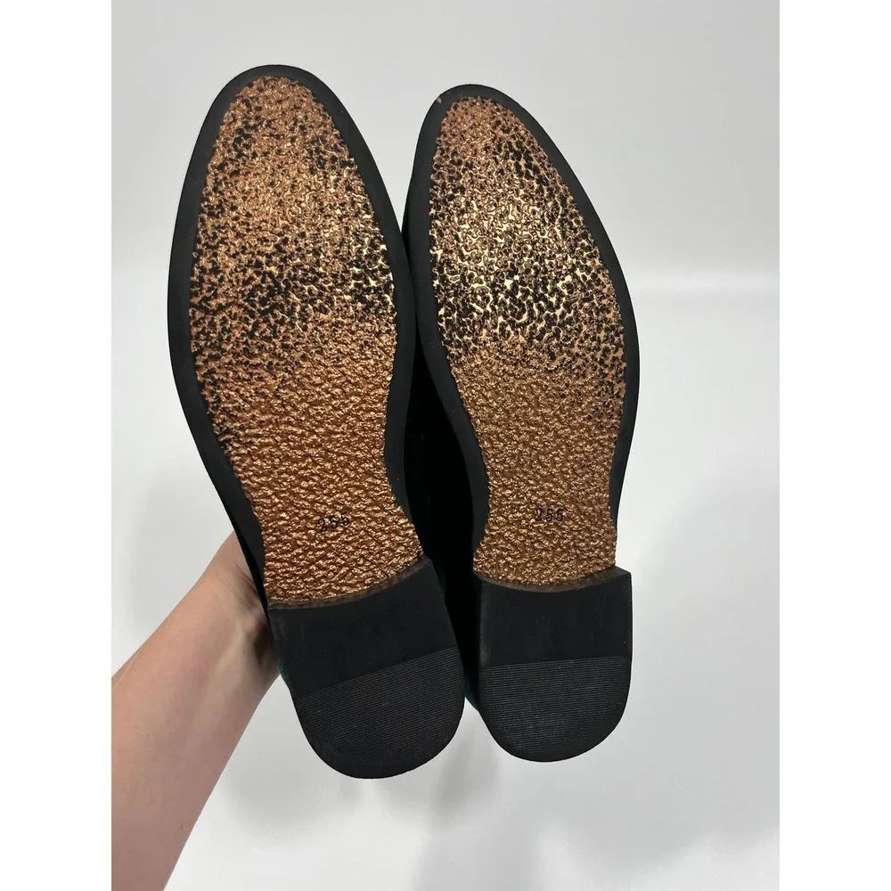 Mens Slip On Loafers 12.5 Green Velvet Formal Event Black Tie Wedding Guest